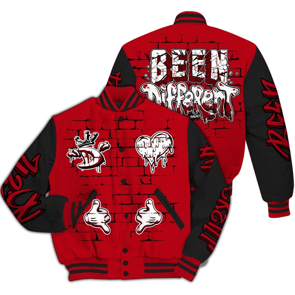 Varsity Jacket To Match Bred Velvet 11s - Been Different Grunge Graffiti All Over Print