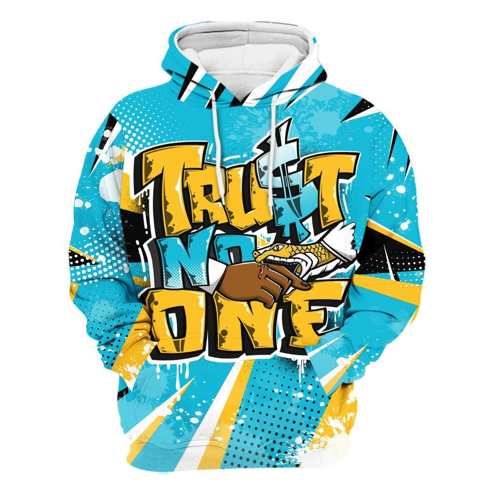 Hoodie To Match Retro Aqua 5s - Poly Trust No One Dripping All Over Print