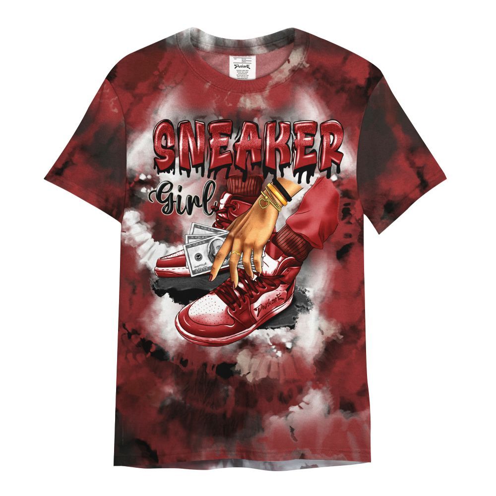Shirt To Match High 85 Bred 1s - SNEAKER Girl Money Drip Tie Dye All Over Print