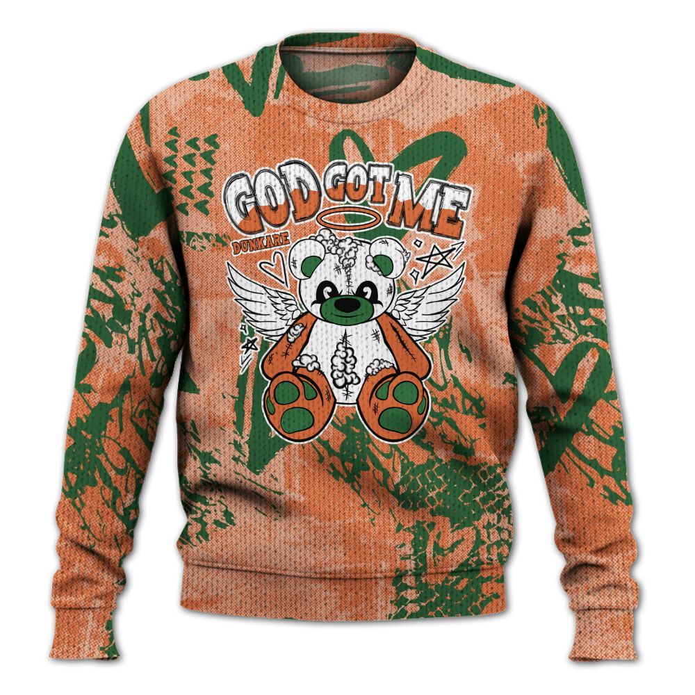 Knitted Sweater To Match Low Miami 5s - Gods Guides Me Bear Heart Grunge