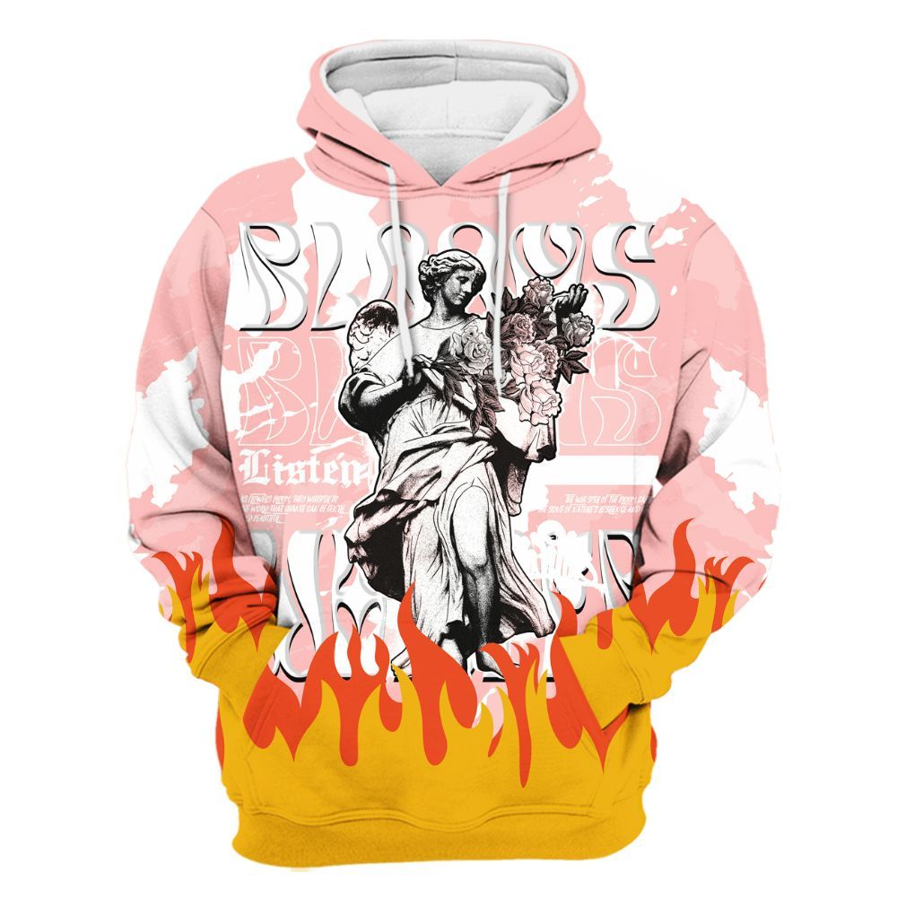 Hoodie To Match Low Legend Pink 11s - Blooms Whisper Retro All Over Print