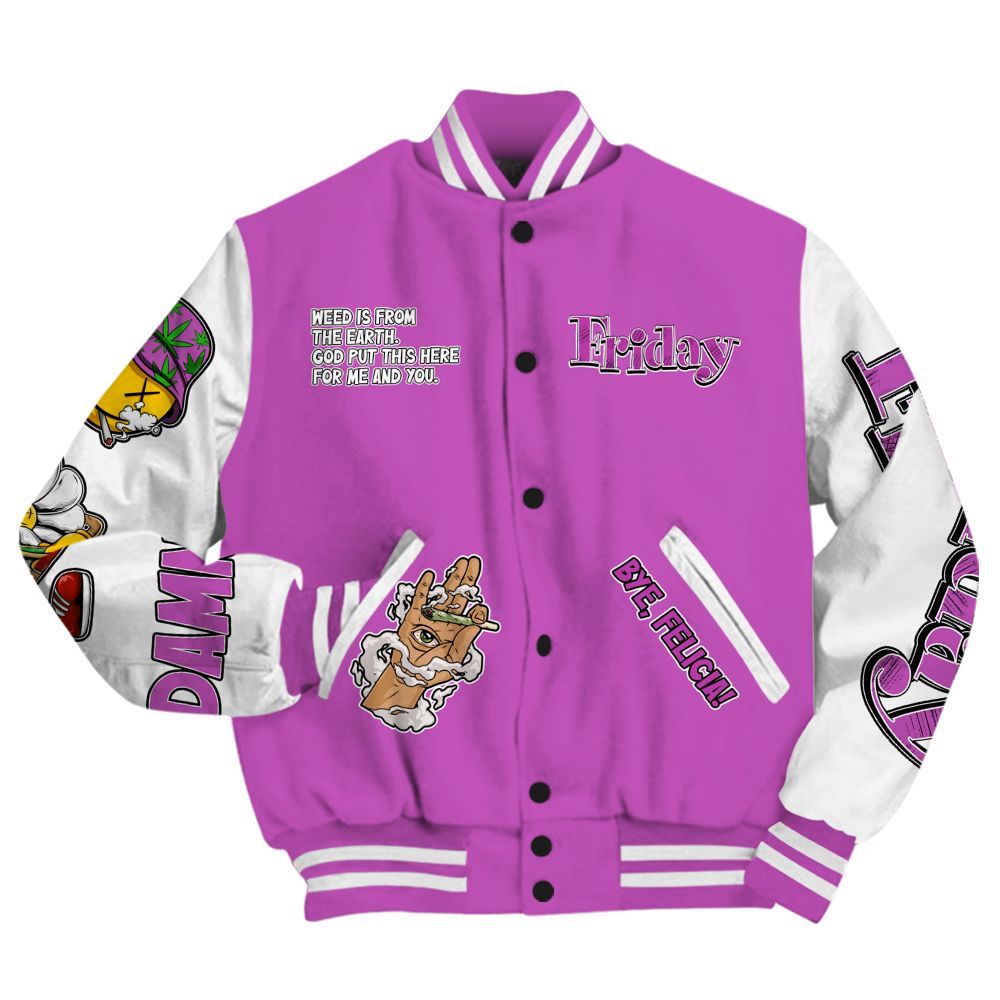Varsity Jacket To Match Hyper Violet 4s - Friday Sneaker Stress Style All Over Print