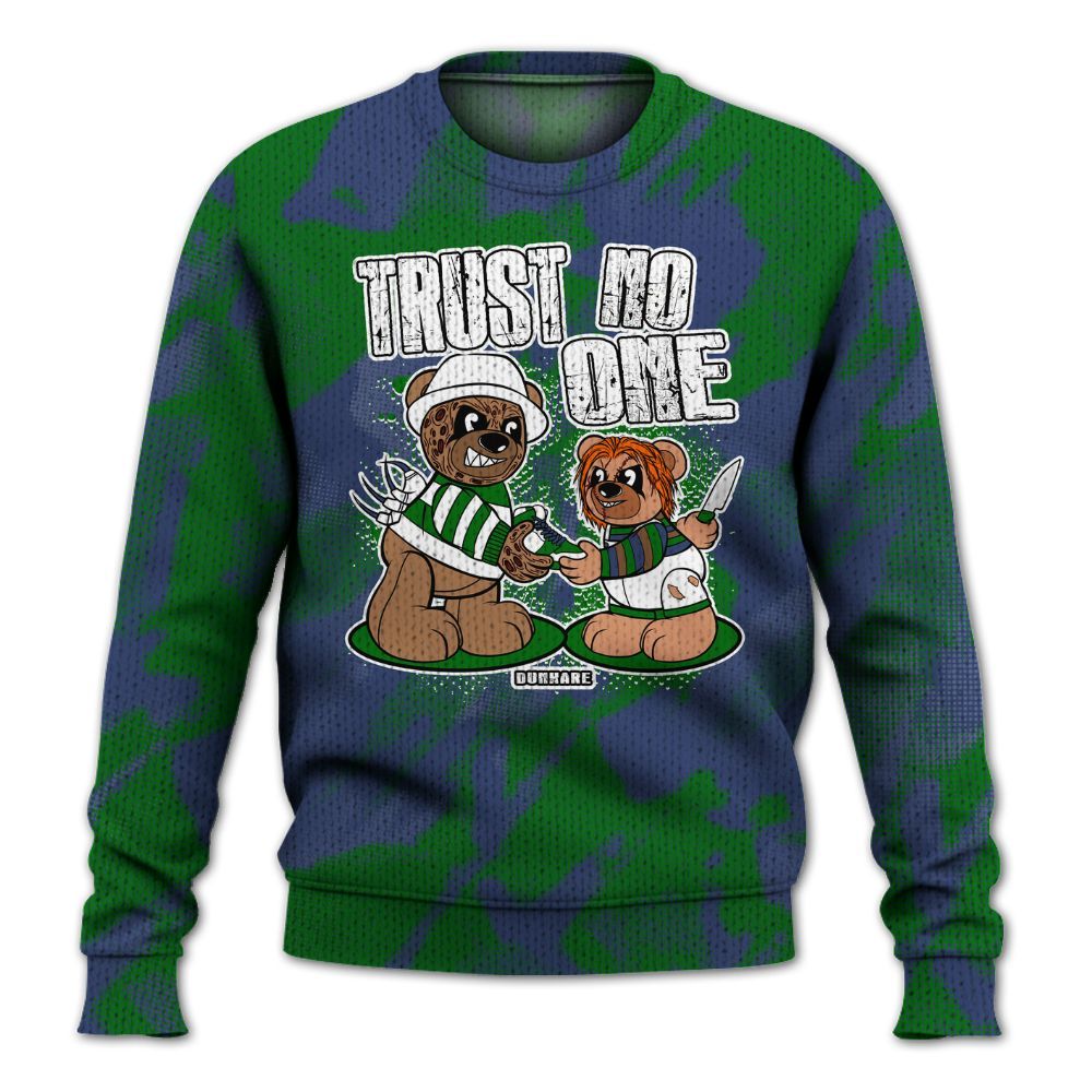 Knitted Sweater To Match Midnight Navy 13s - Trust No One Bear Abstract Halftone