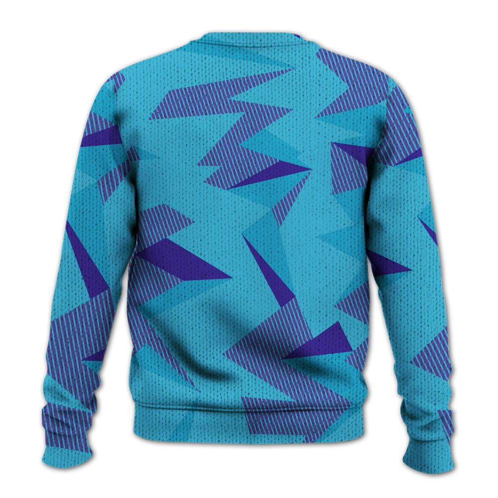 Knitted Sweater To Match Retro Aqua 6s - Geometric Camouflage Pattern