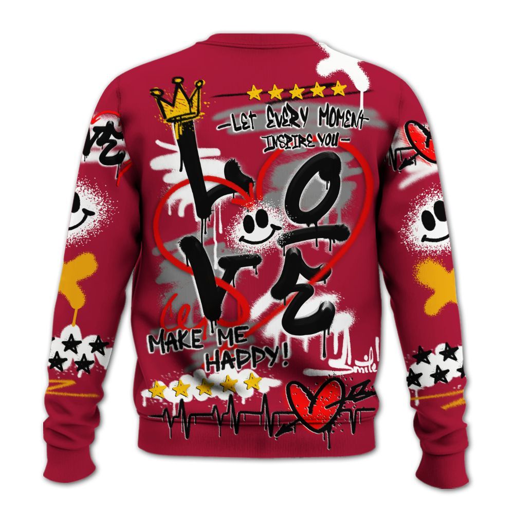 Sweatshirt To Match Cardinal 7s - Happy Love Beats Graffiti Streetwear All Over Print
