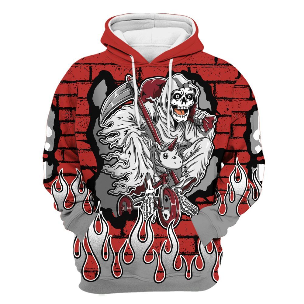 Hoodie To Match Bred Reimagined 4s - Self Make Skeleton Crashed All Over Print