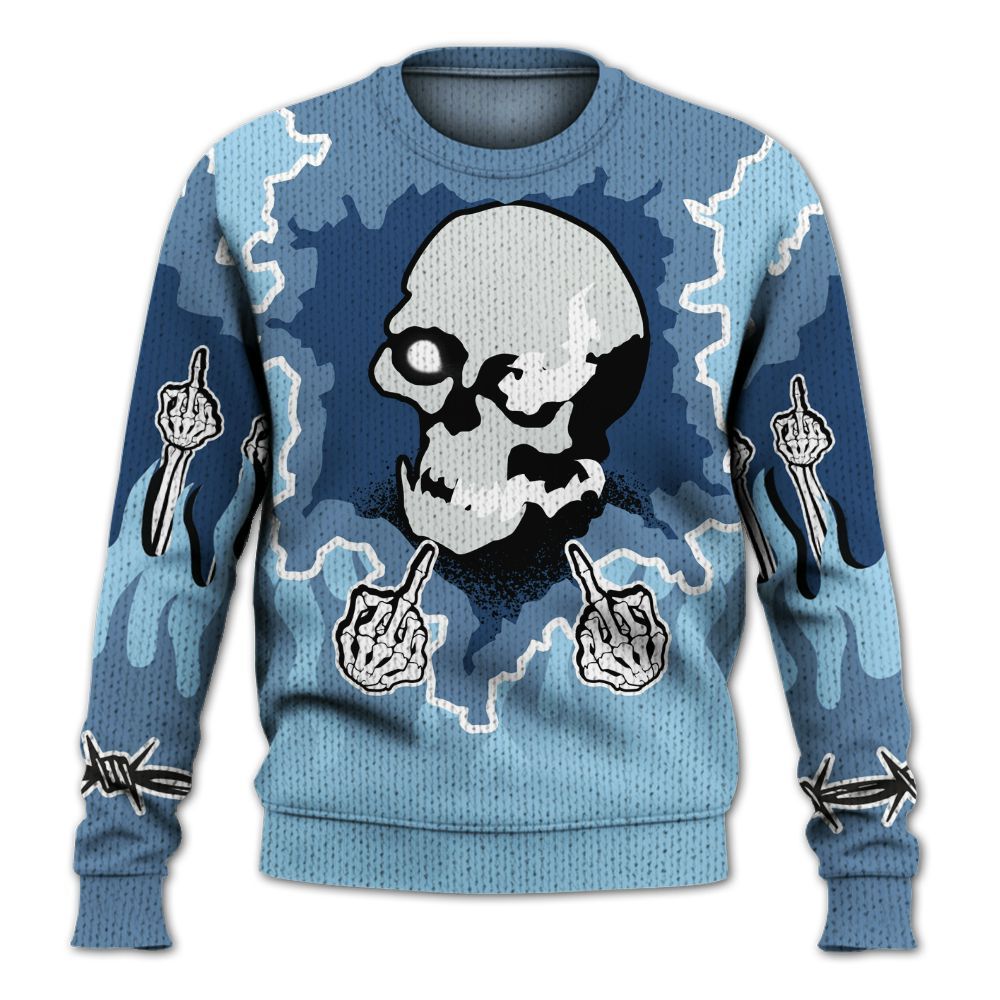 Knitted Sweater To Match Legend Blue 11s - F Around Find Out Graphic Trapped