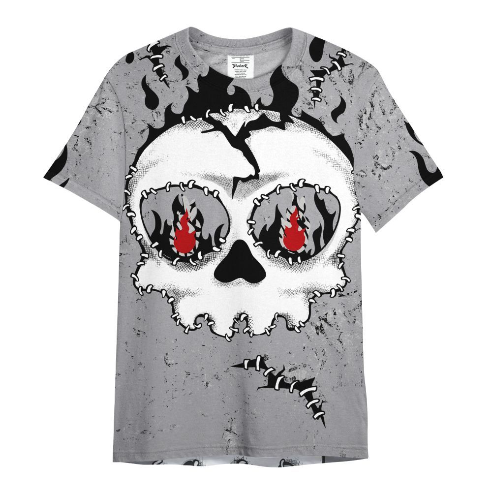 Shirt To Match Cement Grey 3s - Cracked Skull Stitches All Over Print