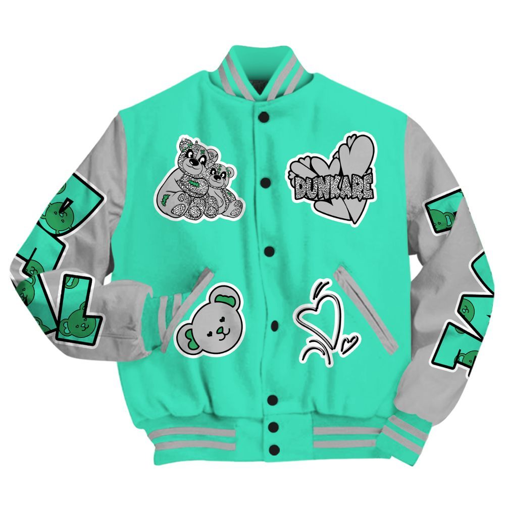 Varsity Jacket To Match Black Green Glow 3s - Sincere Fondness Bear All Over Print