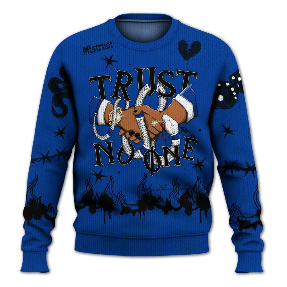 Knitted Sweater To Match Hyper Royal 12s - Trust No One Snake-Bite Doodle Crayon