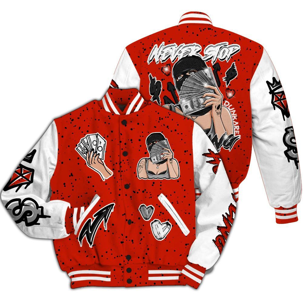 Varsity Jacket To Match Red Cement 4s - Hustling Unique All Over Print
