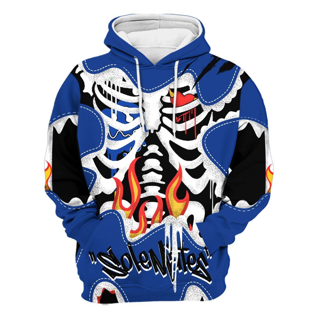 Hoodie To Match Air Foamposite One Royal - Skeleton Burning Heart Drip All Over Print