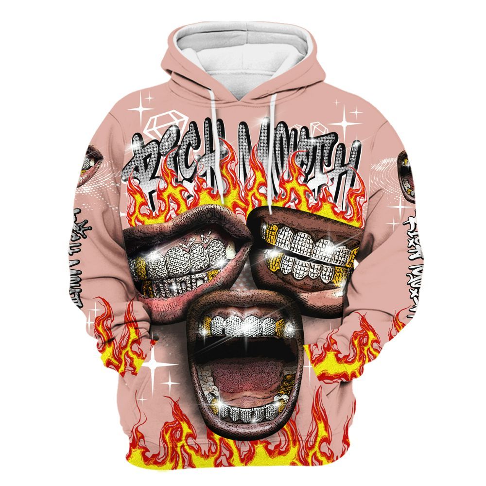 Hoodie To Match Dunk Low Pink Velvet - Rich Mouth Fire Rap Retro 90s All Over Print