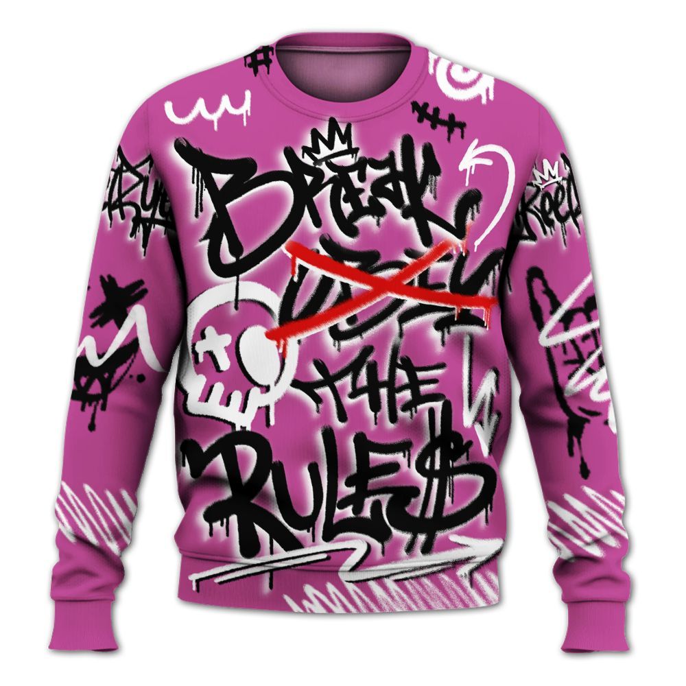 Sweatshirt To Match Dunk Low Active Fuchsia - Break Rules Streetwear All Over Print