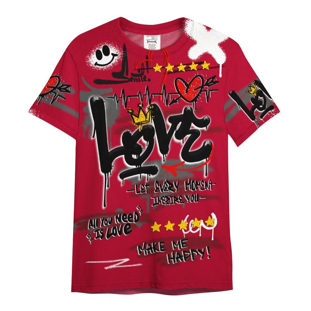 Shirt To Match Air Foamposite Pro Gym Red - Happy Love Beats Graffiti Streetwear All Over Print