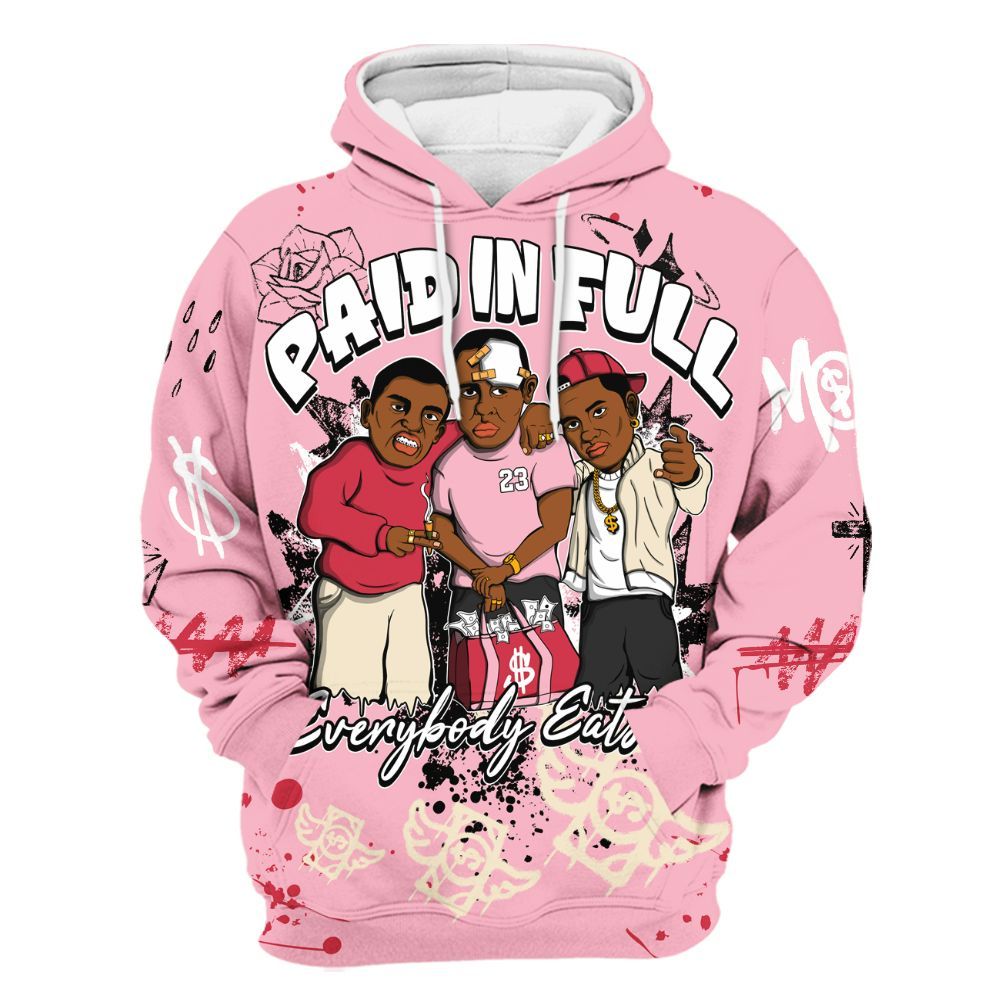 Hoodie To Match Low OG Tropical Pink 1s - Everybody Paid In Full Crayon All Over Print
