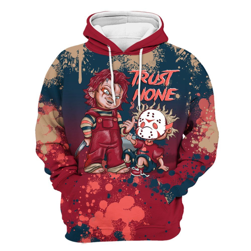 Hoodie To Match Mid Multi Color 2022 1s - Trust No One Scary All Over Print