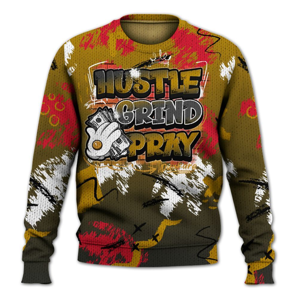 Sweater To Match Ja 3 Raptor - Hustle Grind Pray Graphic Street Style Graphic