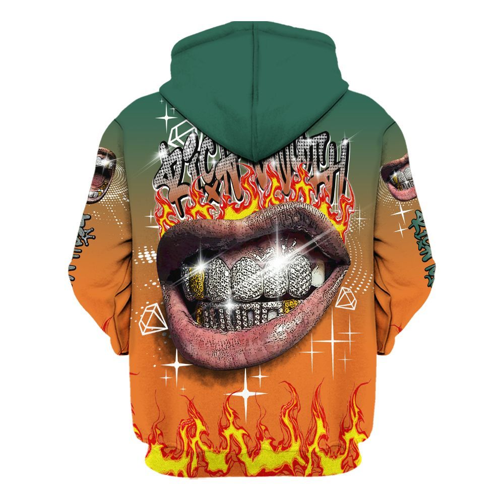 Hoodie To Match Dunk Low Ceramic - Rich Mouth Fire Rap Retro 90s All Over Print