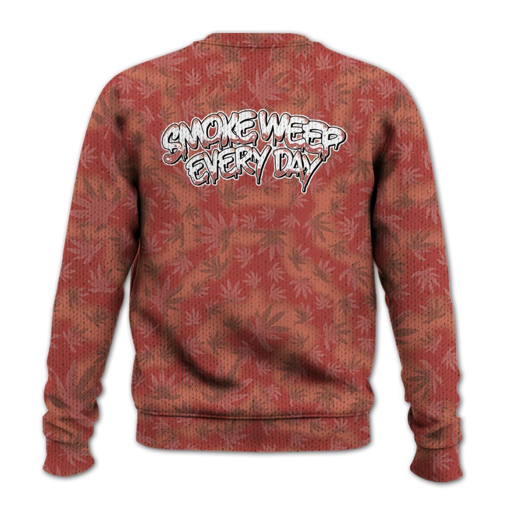 Knitted Sweater To Match Dune Red 13s - Smoking Every Day Graphic Weeding Art