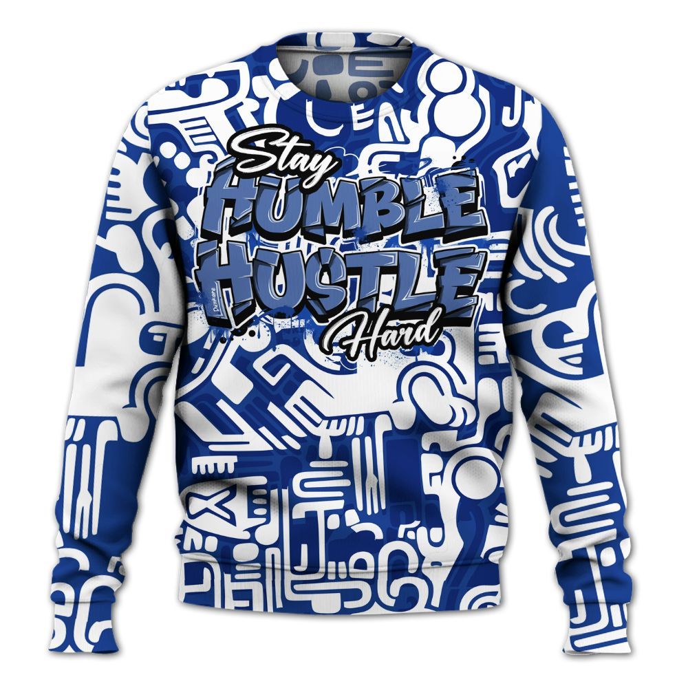 Sweatshirt To Match Air Foamposite One Royal - Humble Hustle Retro All Over Print