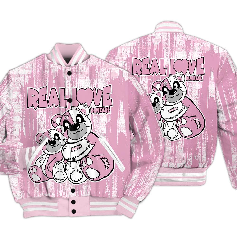 Varsity Jacket To Match Orchid 4s - Sincere Fondness Bear Glitch Art Varsity Jacket Unisex