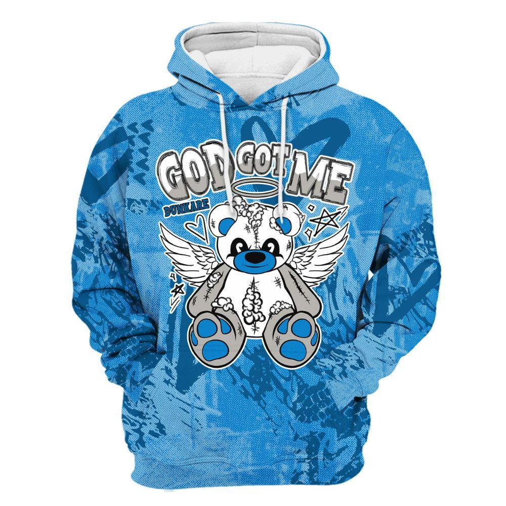 Hoodie To Match Industrial Blue 4s - Gods Guides Me Bear Heart Grunge All Over Print