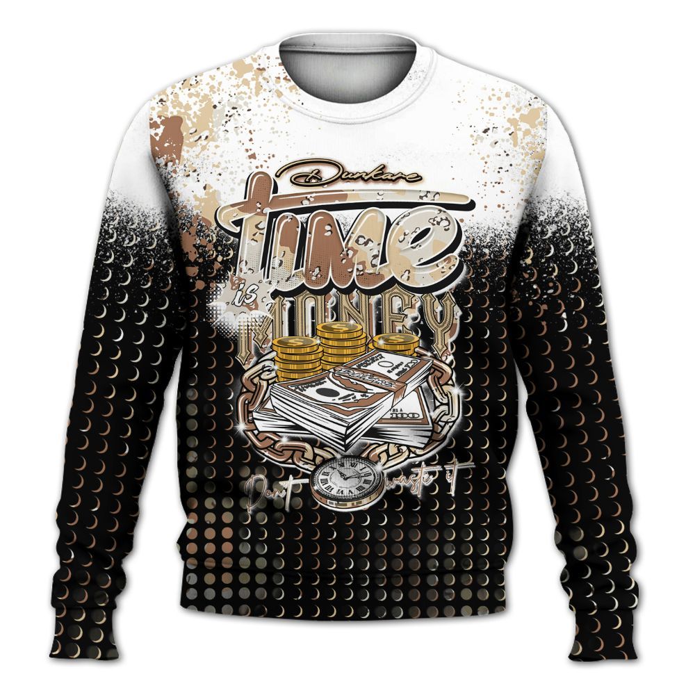 Sweatshirt To Match Desert Camo 3s - Halftone Time Is Money All Over Print