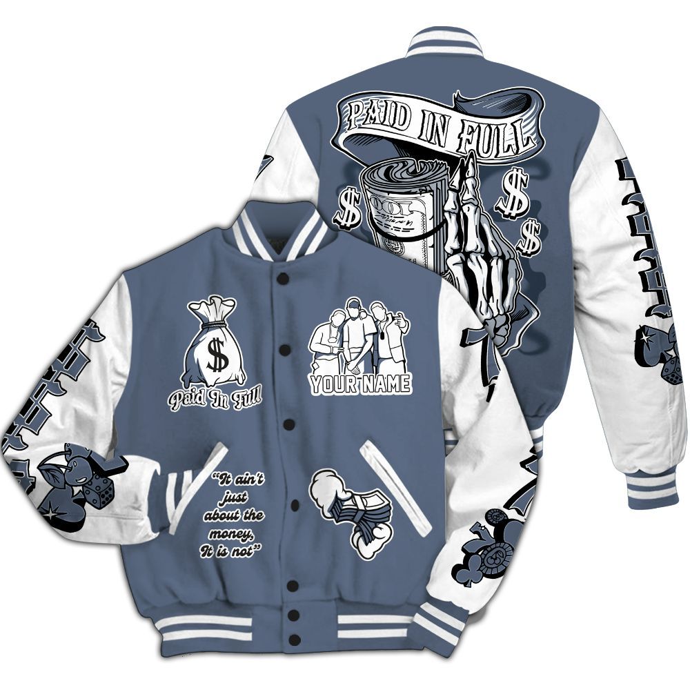 Varsity Jacket To Match Low Diffused Blue 11s - Paid In Full Baseball Varsity Jacket Custom Name All Over Print