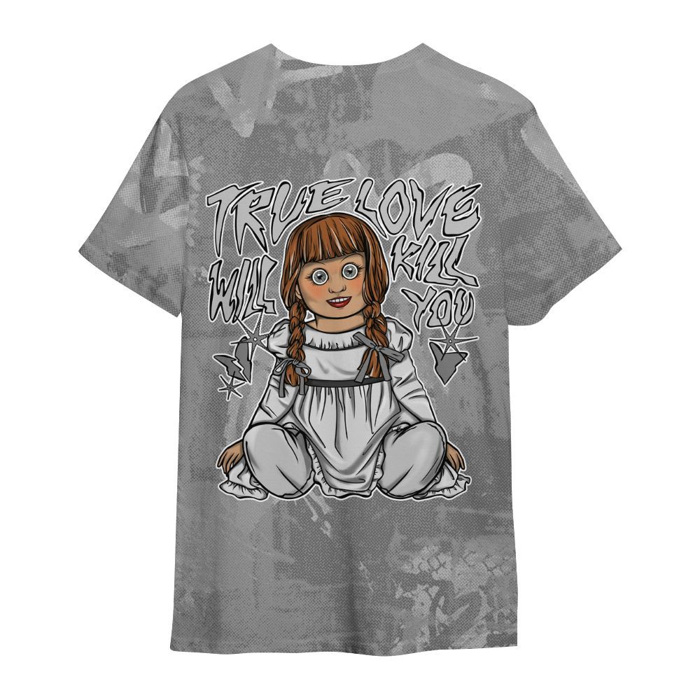 Shirt To Match Black Wolf Grey 12s - Genuine Loves Bear Heart Grunge All Over Print