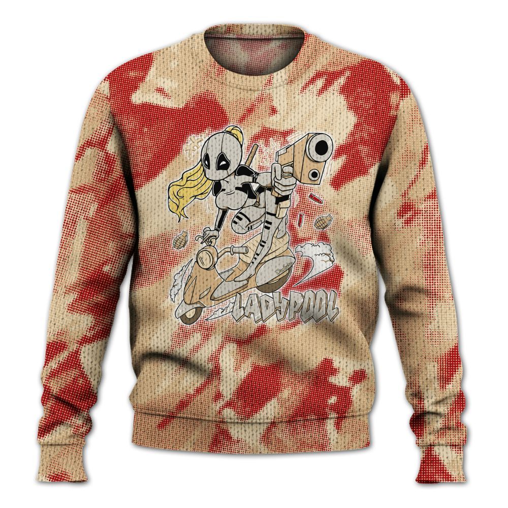 Knitted Sweater To Match Dunk Low Strawberry Waffle - Lady Pool Cartoon Abstract Halftone