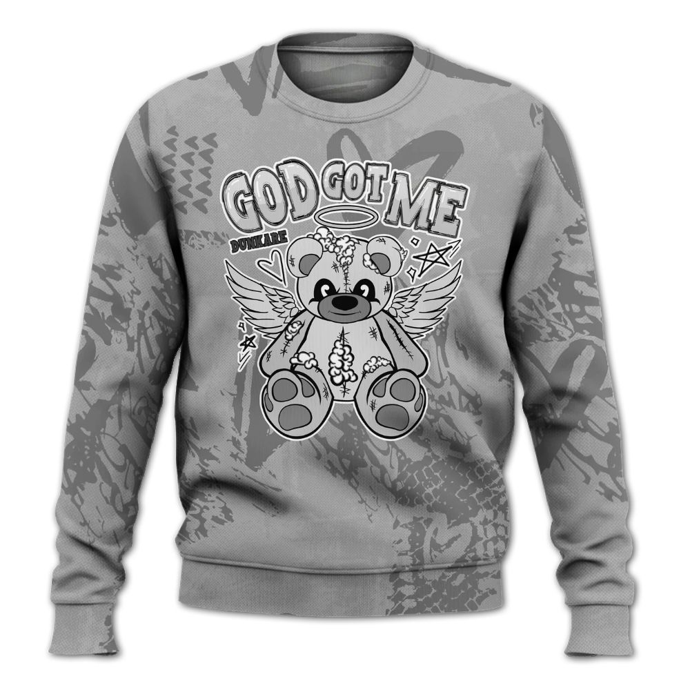 Sweatshirt To Match Black Wolf Grey 12s - Gods Guides Me Bear Heart Grunge All Over Print