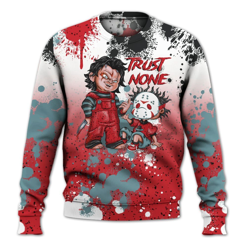 Sweatshirt To Match Retro Halloween 5s - Trust No One Scary All Over Print