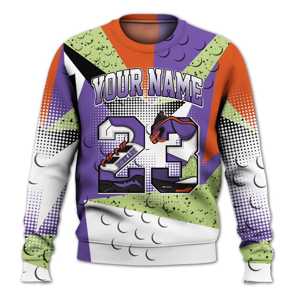 Sweatshirt To Match Canyon Purple 4s - Poly Custom Name Number 23 5s All Over Print
