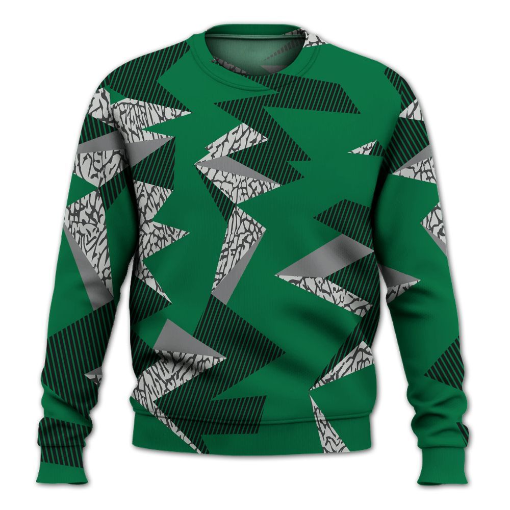 Sweatshirt To Match Pine Green 3s - Geometric Camouflage Pattern All Over Print
