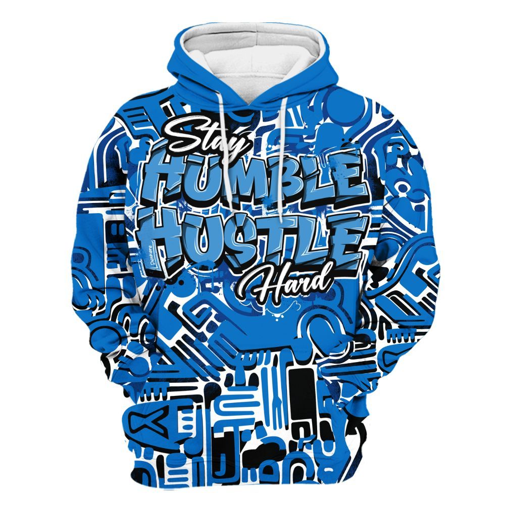Hoodie To Match Blueberry 12s - Humble Hustle Doodle Retro All Over Print