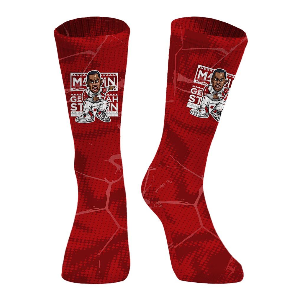 Sock To Match Red Taxi 12s - Get Tag Sneakers Steppin' Graphic