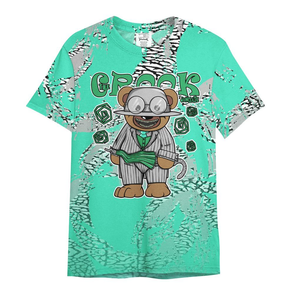 Shirt To Match Black Green Glow 3s - Swindler Bear Circle Slpash All Over Print