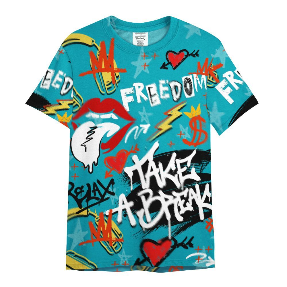 Shirt To Match Dunk Low KD 17 N7 - Take Break Freedom Graffiti Streetwear All Over Print