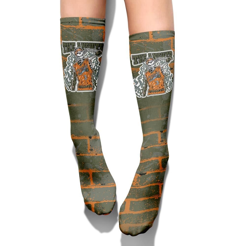 Sock To Match Olive 5s - Allen Answer Skeleton Brick