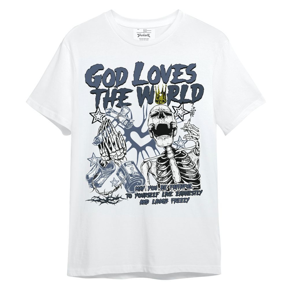 Shirt To Match Low Diffused Blue 11s - God Loves The World Unisex Shirt