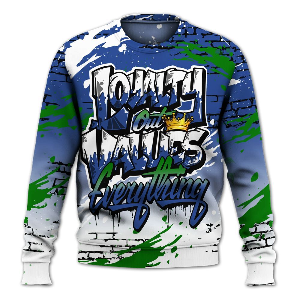 Sweatshirt To Match Retro Hyper Royal 13s - Values Of Loyalty Drip All Over Print