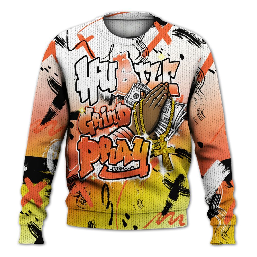 Knitted Sweater To Match Dunk High Candy Corn - Money Hustle Grind Pray
