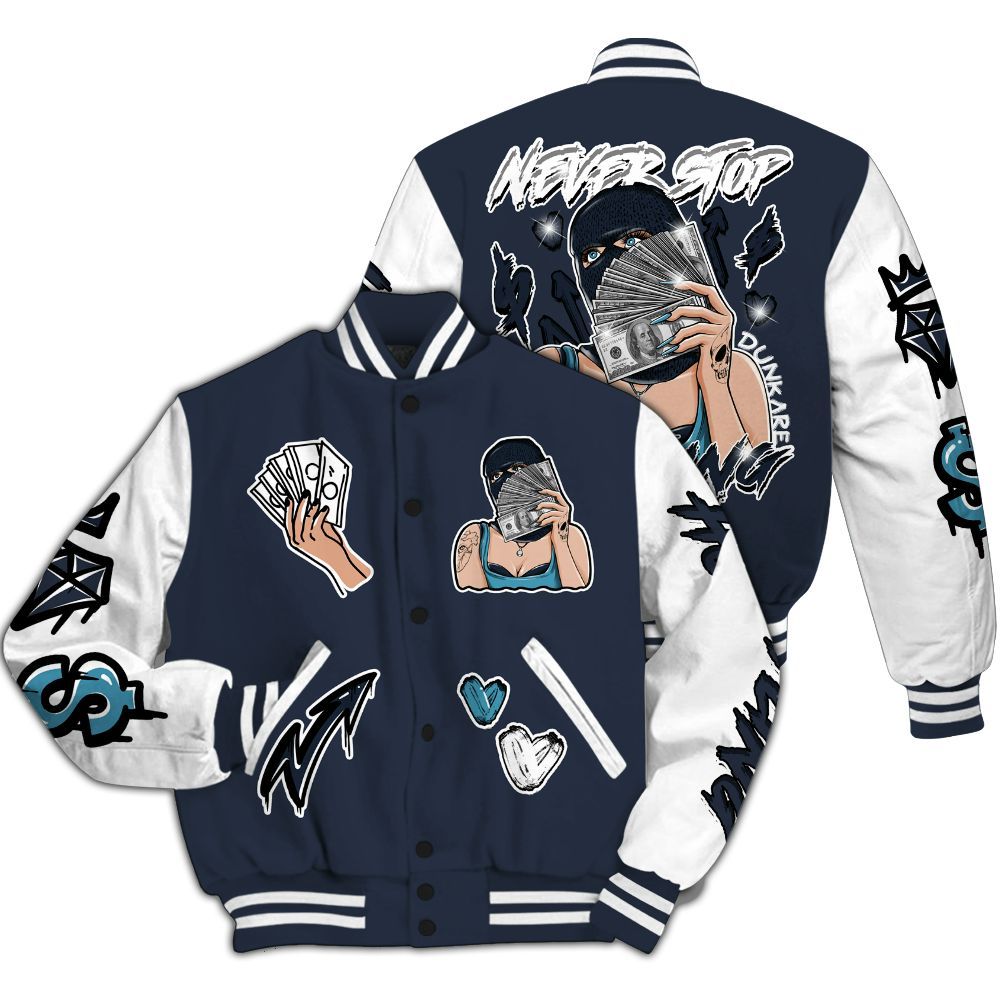 Varsity Jacket To Match Retro Obsidian 13s - Hustling Unique All Over Print