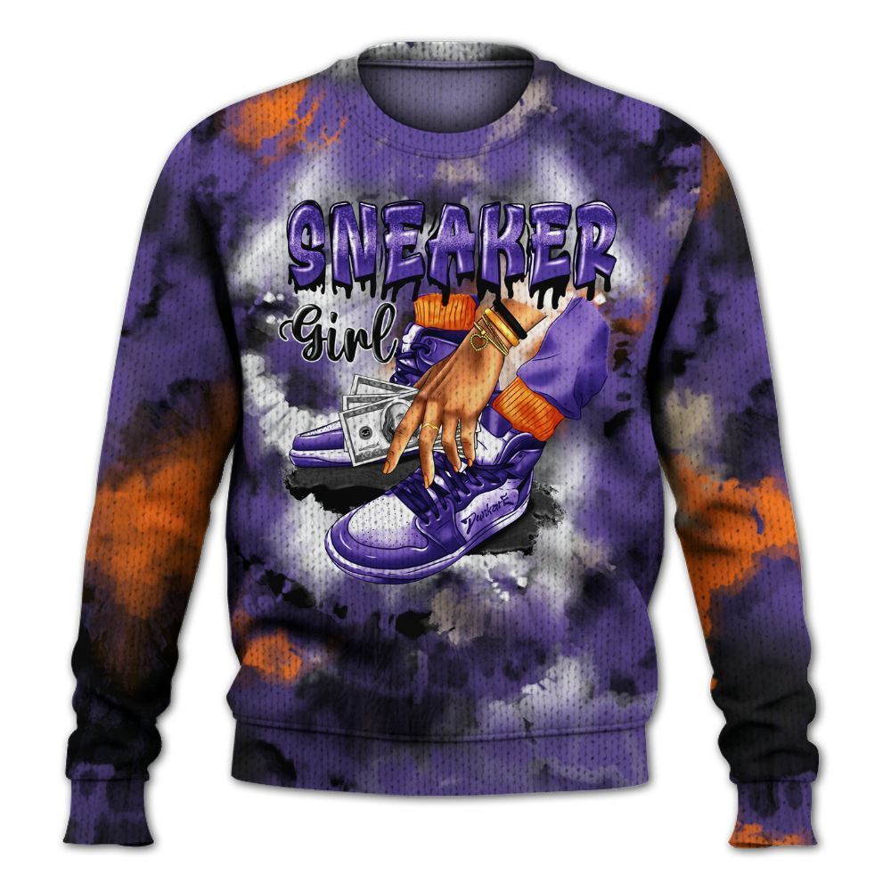 Knitted Sweater To Match Air Max Waffle SP Voltage Purple - SNEAKER Girl Money Drip Tie Dye