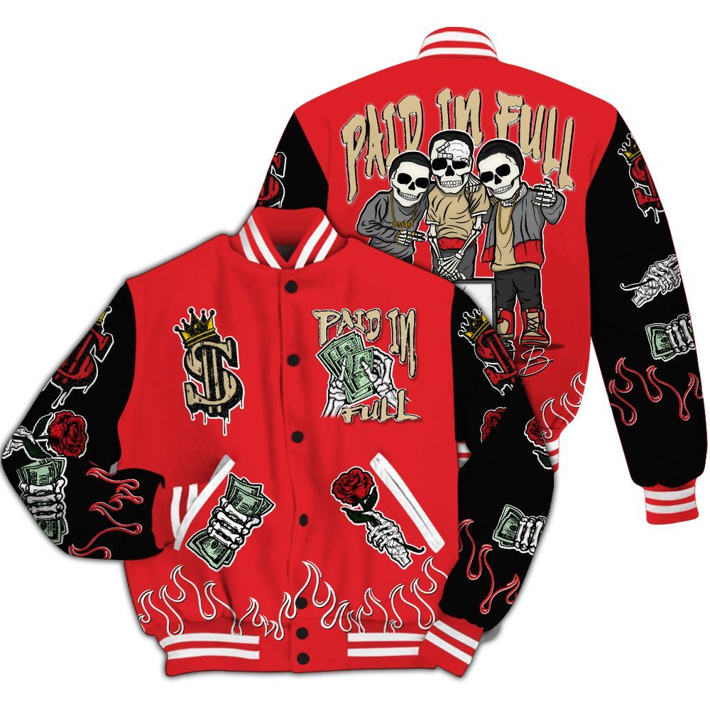 Varsity Jacket To Match Prime 93 Fire Red - Fire Everybody Paid In All Over Print