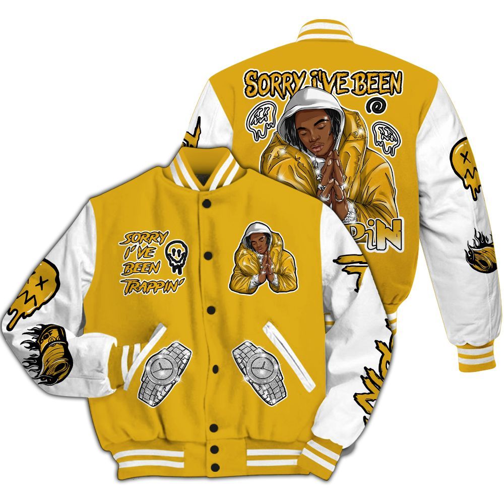 Varsity Jacket To Match Vivid Sulfur 4s - Trappin' Unique All Over Print