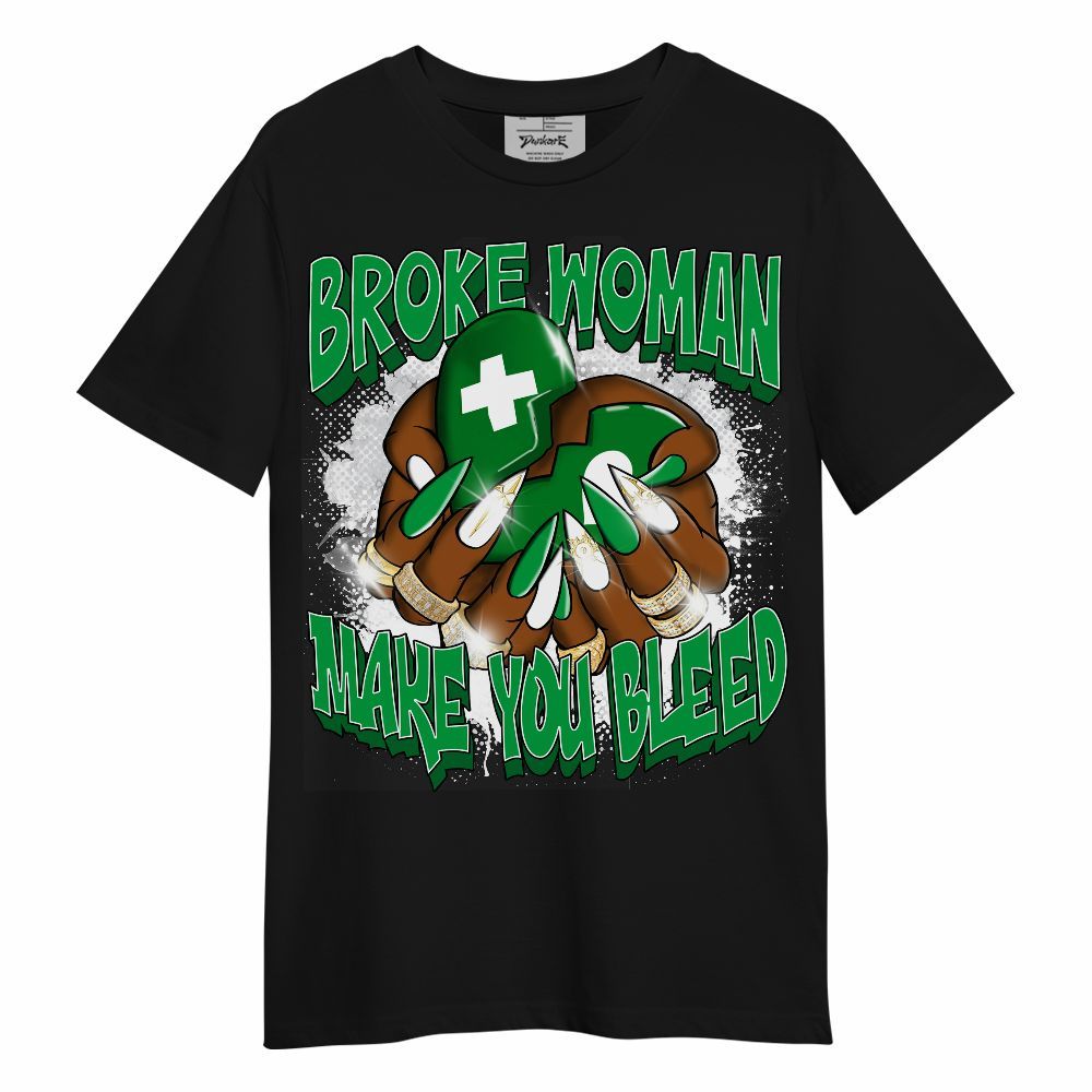 Shirt To Match Low Lucky Green 1s - Broke Woman Heart Retro Unisex Shirt