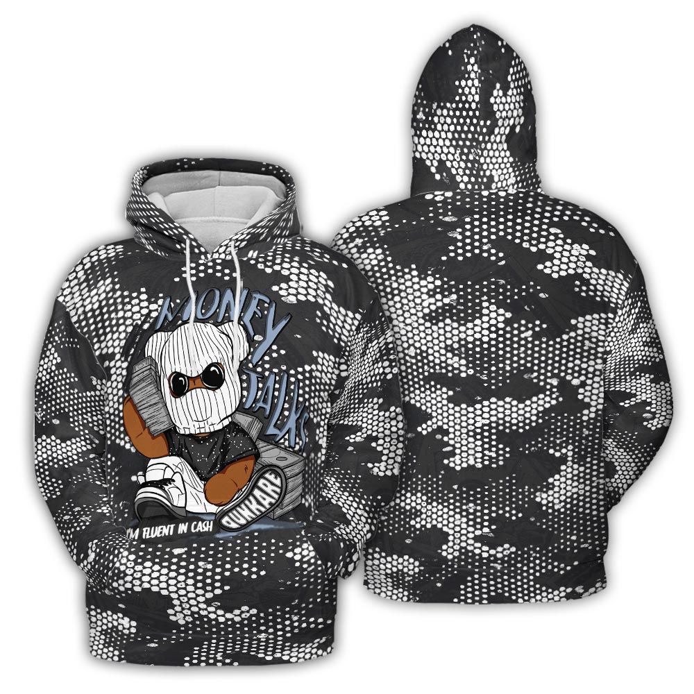 Hoodie To Match Reverse Black White 6s Hoodie - Money Talk Bear Banknotes Art Hoodie Unisex