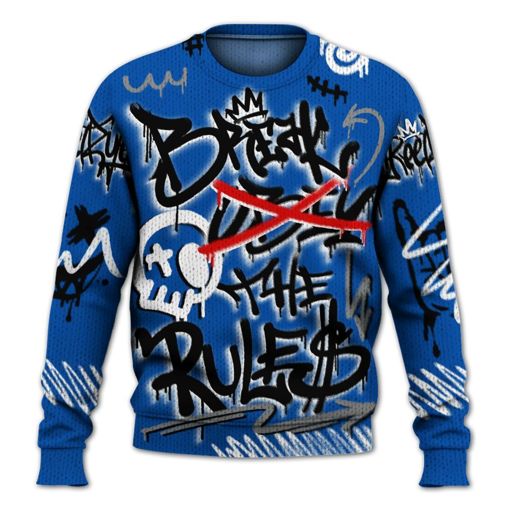 Knitted Sweater To Match Racer Blue 5s - Break Rules Streetwear